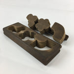 Japanese Wooden Cake Mold Kashigata Sweets Vtg Carving Pine Bamboo Plum Kg376