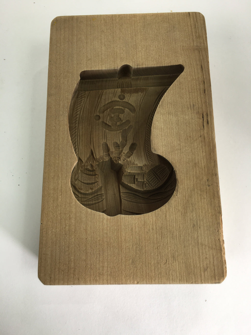 Japanese Wooden Cake Mold Kashigata Sweets Vtg Carving Treasure Ship Kg366