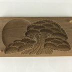 Japanese Wooden Cake Mold Kashigata Sweets Vtg Sunrise Pine Tree Kg401