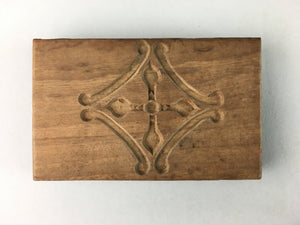 Japanese Wooden Cake Mold Kashigata Vtg Wood Carving Brown Family Crest Kg225