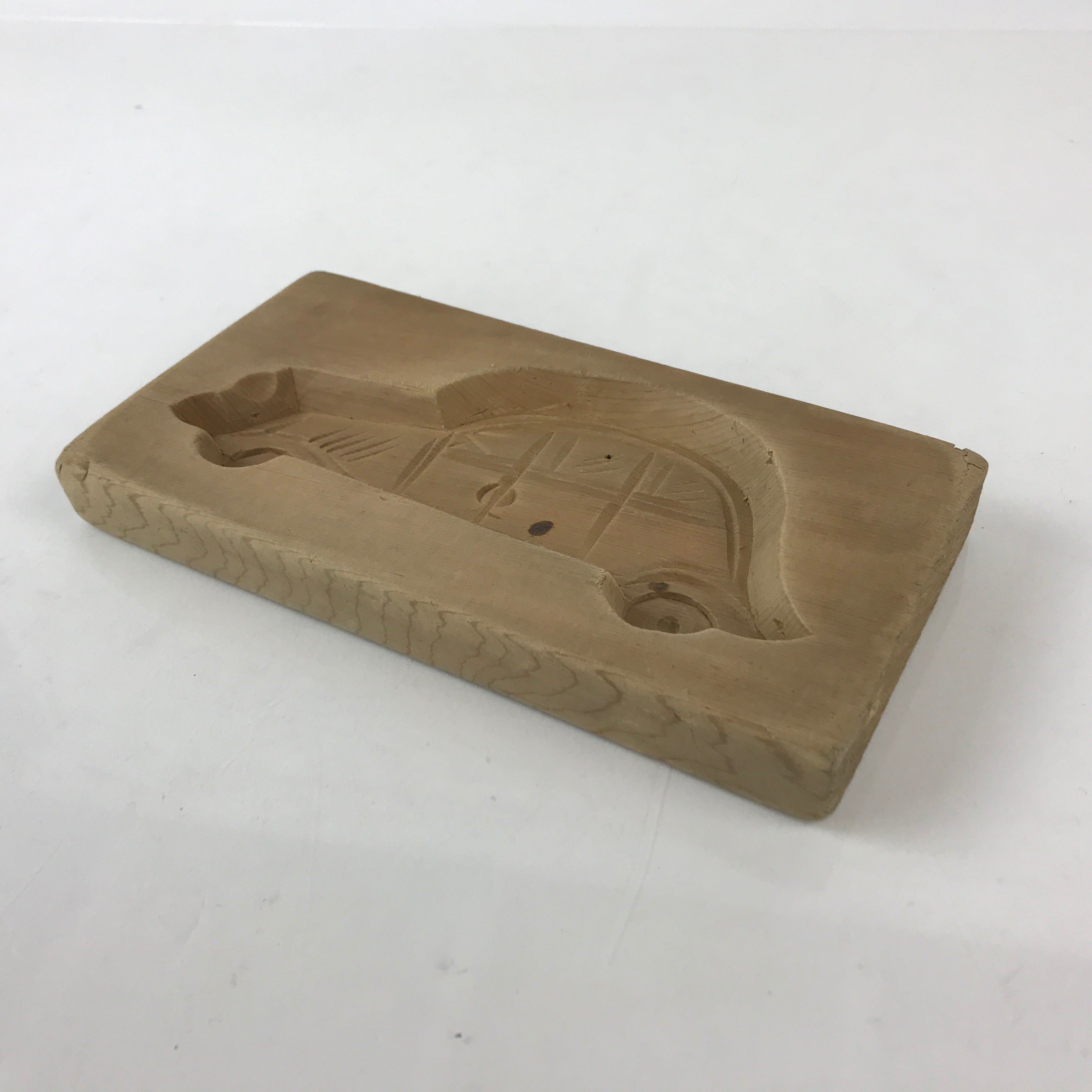 Japanese Wooden Carved Cake Mold Kashigata Sweet Wagashi Vtg Car Kuruma Kg422