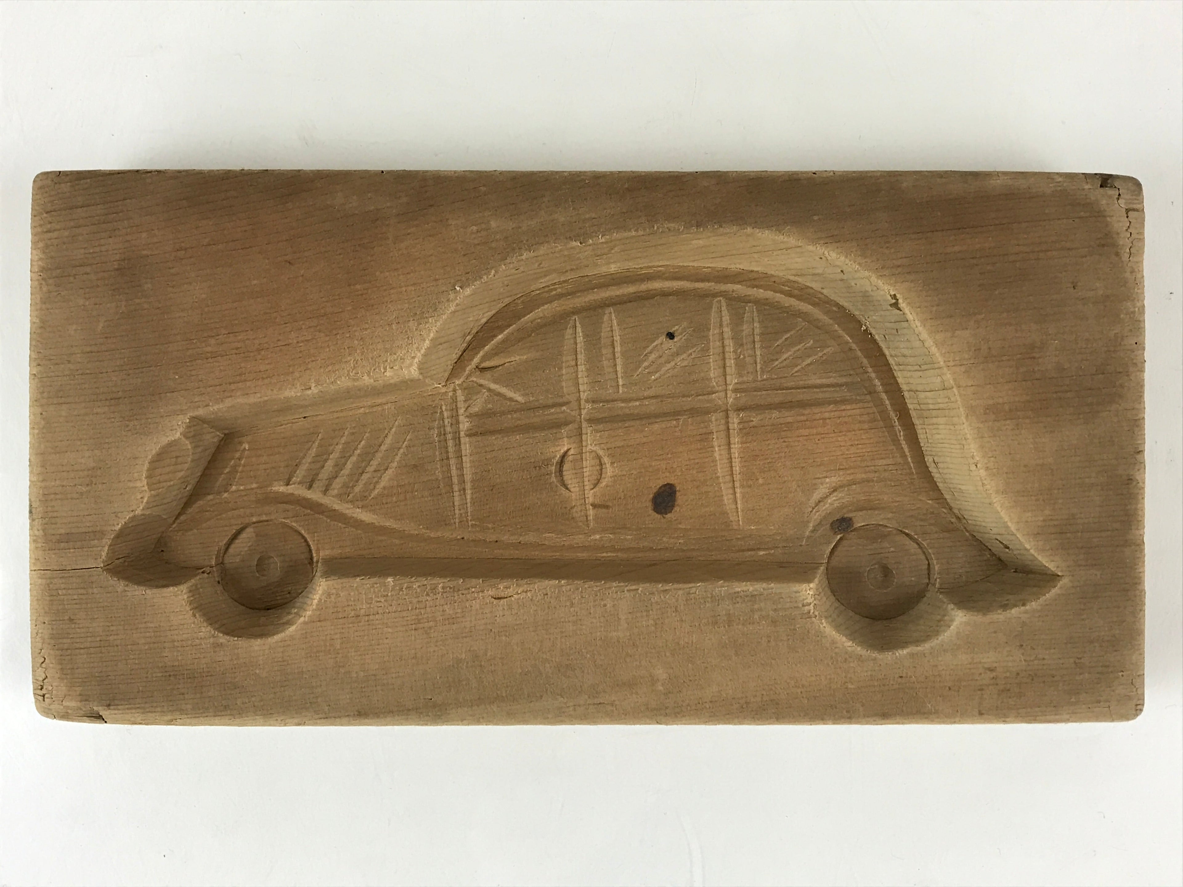 Japanese Wooden Carved Cake Mold Kashigata Sweet Wagashi Vtg Car Kuruma Kg422