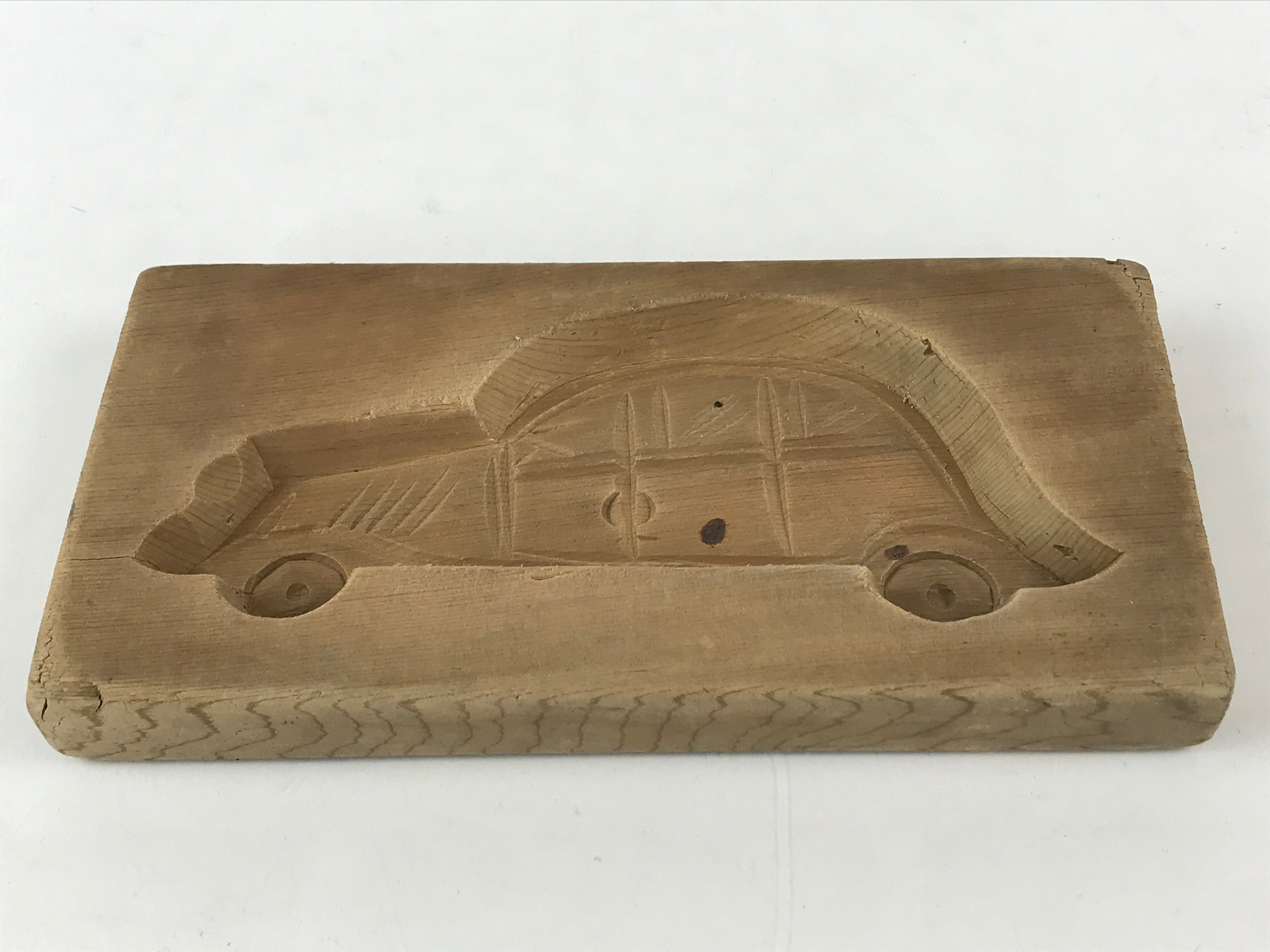 Japanese Wooden Carved Cake Mold Kashigata Sweet Wagashi Vtg Car Kuruma Kg422