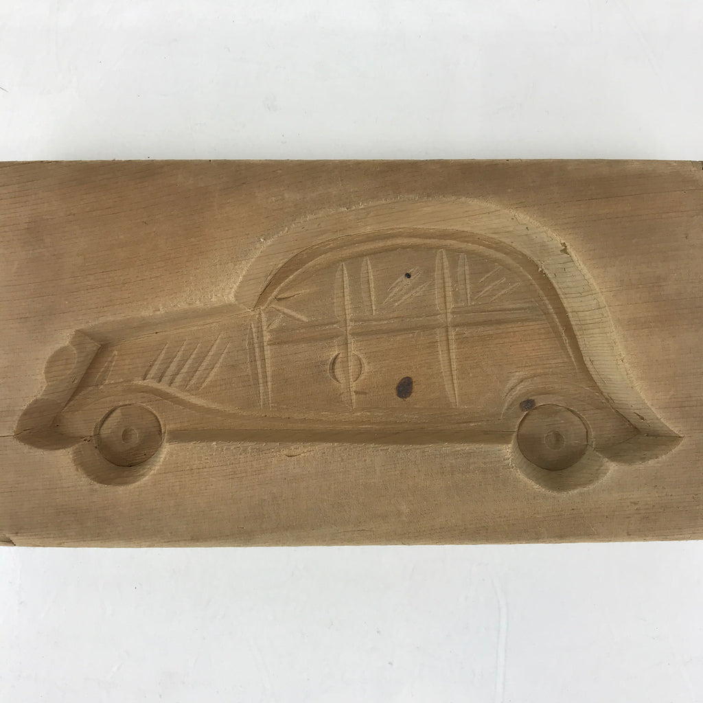 Japanese Wooden Carved Cake Mold Kashigata Sweet Wagashi Vtg Car Kuruma Kg422