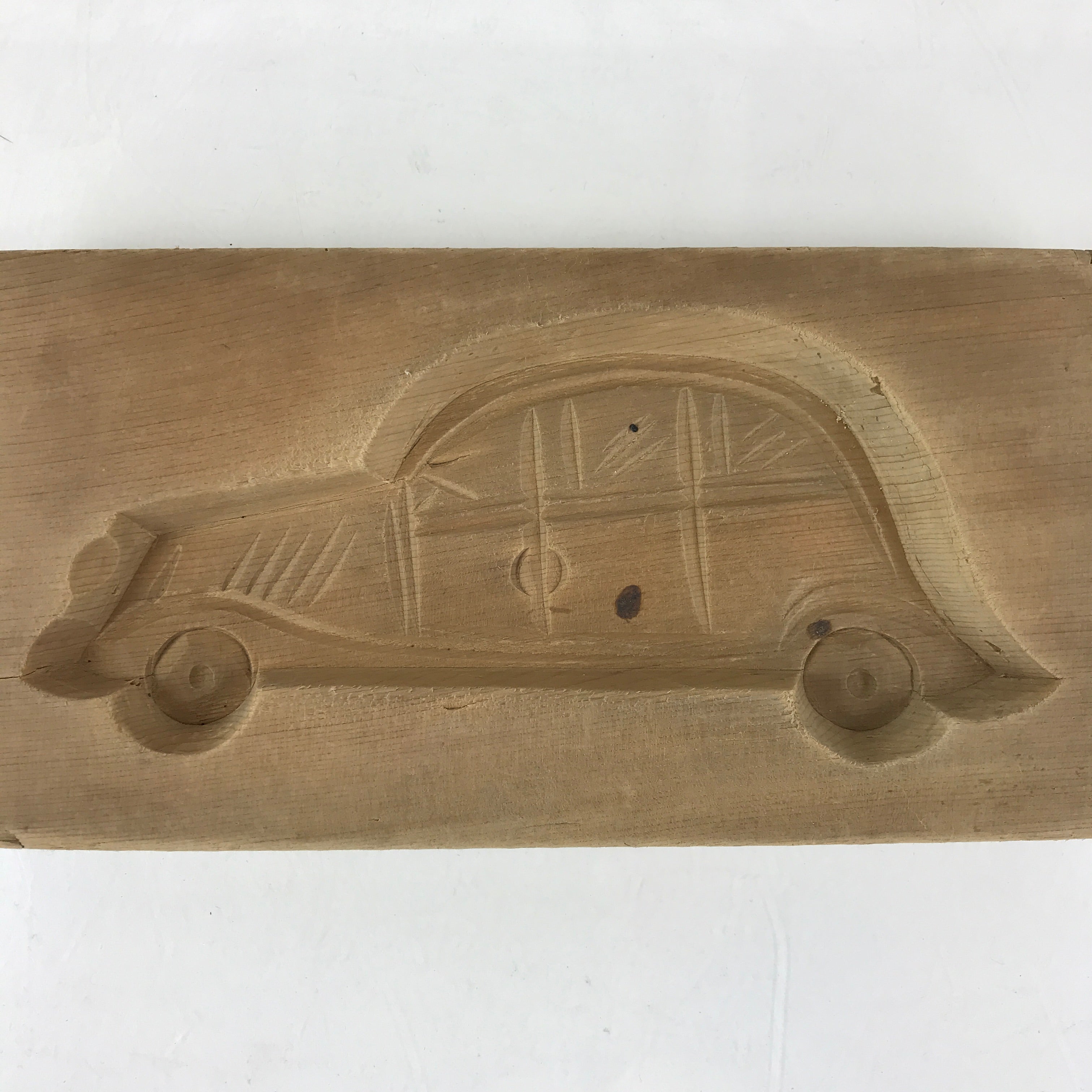 Japanese Wooden Carved Cake Mold Kashigata Sweet Wagashi Vtg Car Kuruma Kg422