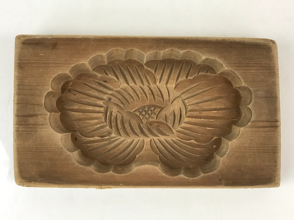 Japanese Wooden Carved Cake Mold Kashigata Sweet Wagashi Vtg Flower Hana Kg421