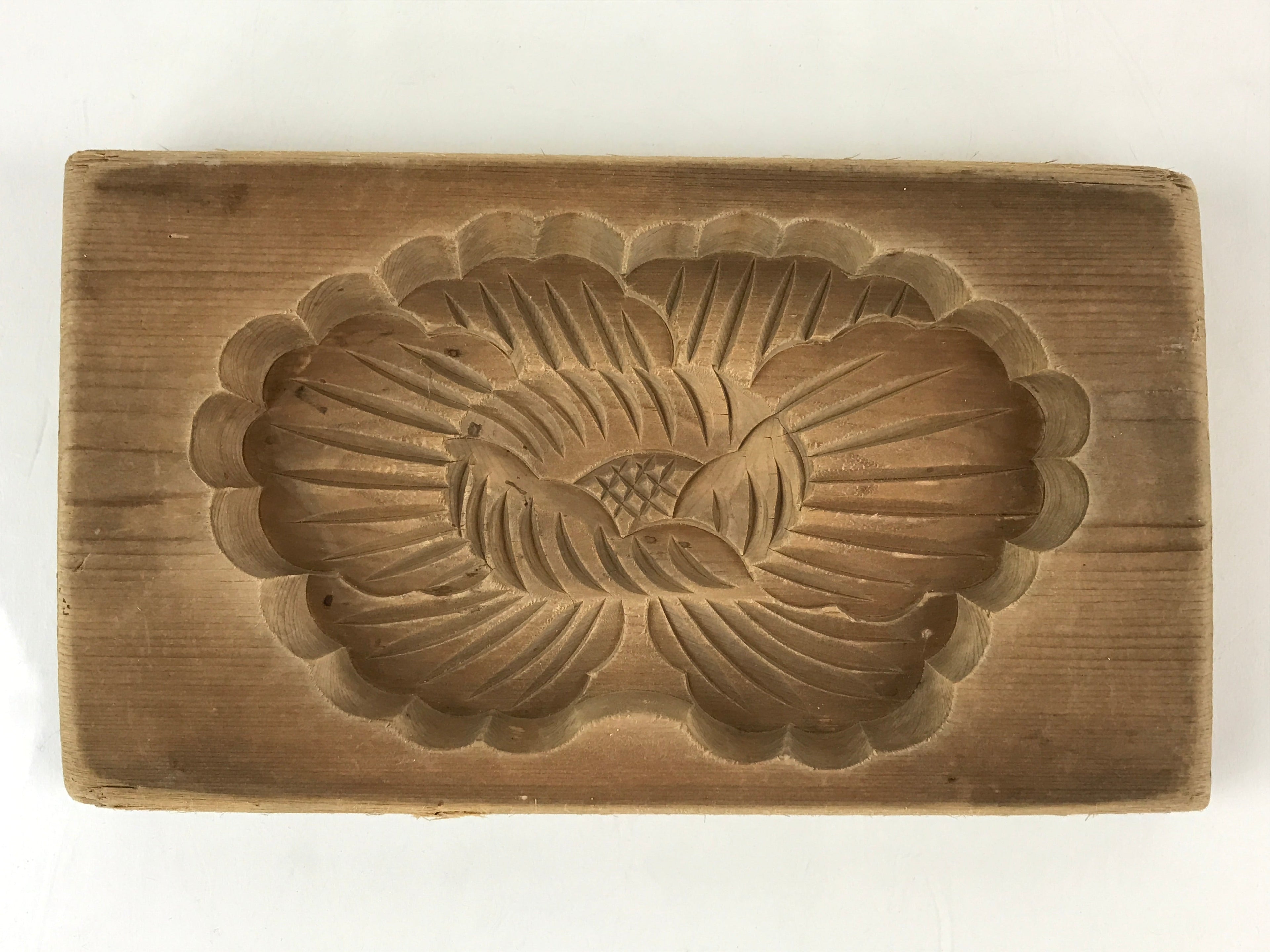 Japanese Wooden Carved Cake Mold Kashigata Sweet Wagashi Vtg Flower Hana Kg421