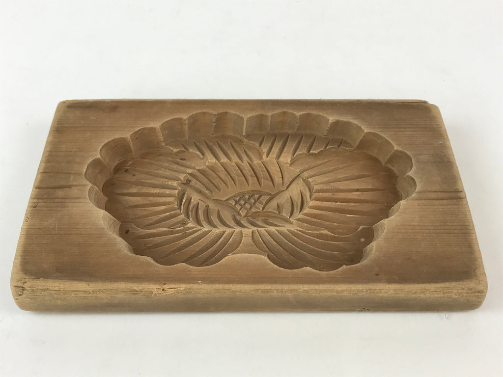 Japanese Wooden Carved Cake Mold Kashigata Sweet Wagashi Vtg Flower Hana Kg421