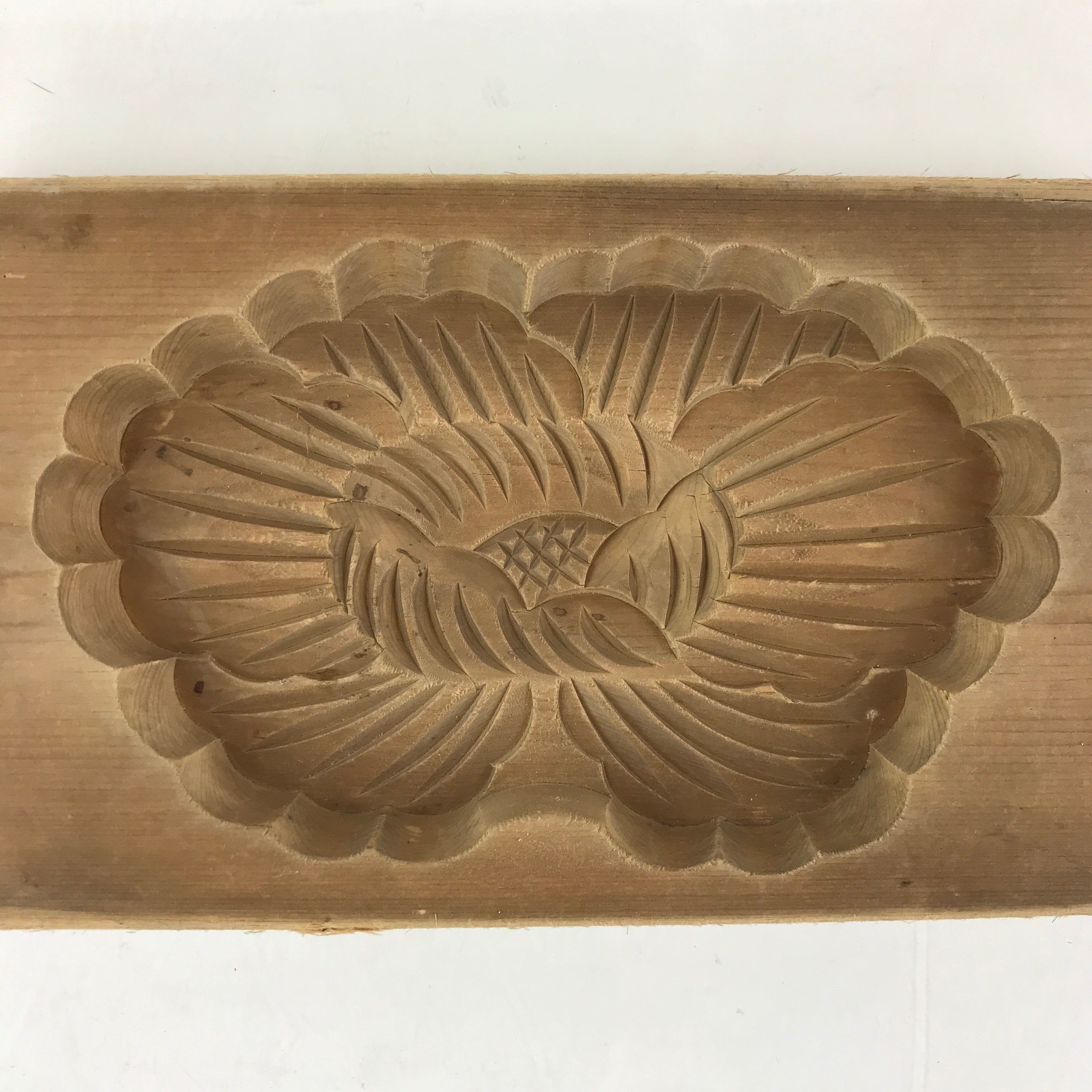 Japanese Wooden Carved Cake Mold Kashigata Sweet Wagashi Vtg Flower Hana Kg421