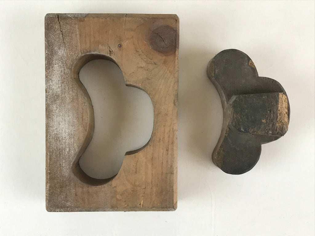 Japanese Wooden Carved Cake Mold Kashigata Sweet Wagashi Vtg Oshigata Kg427