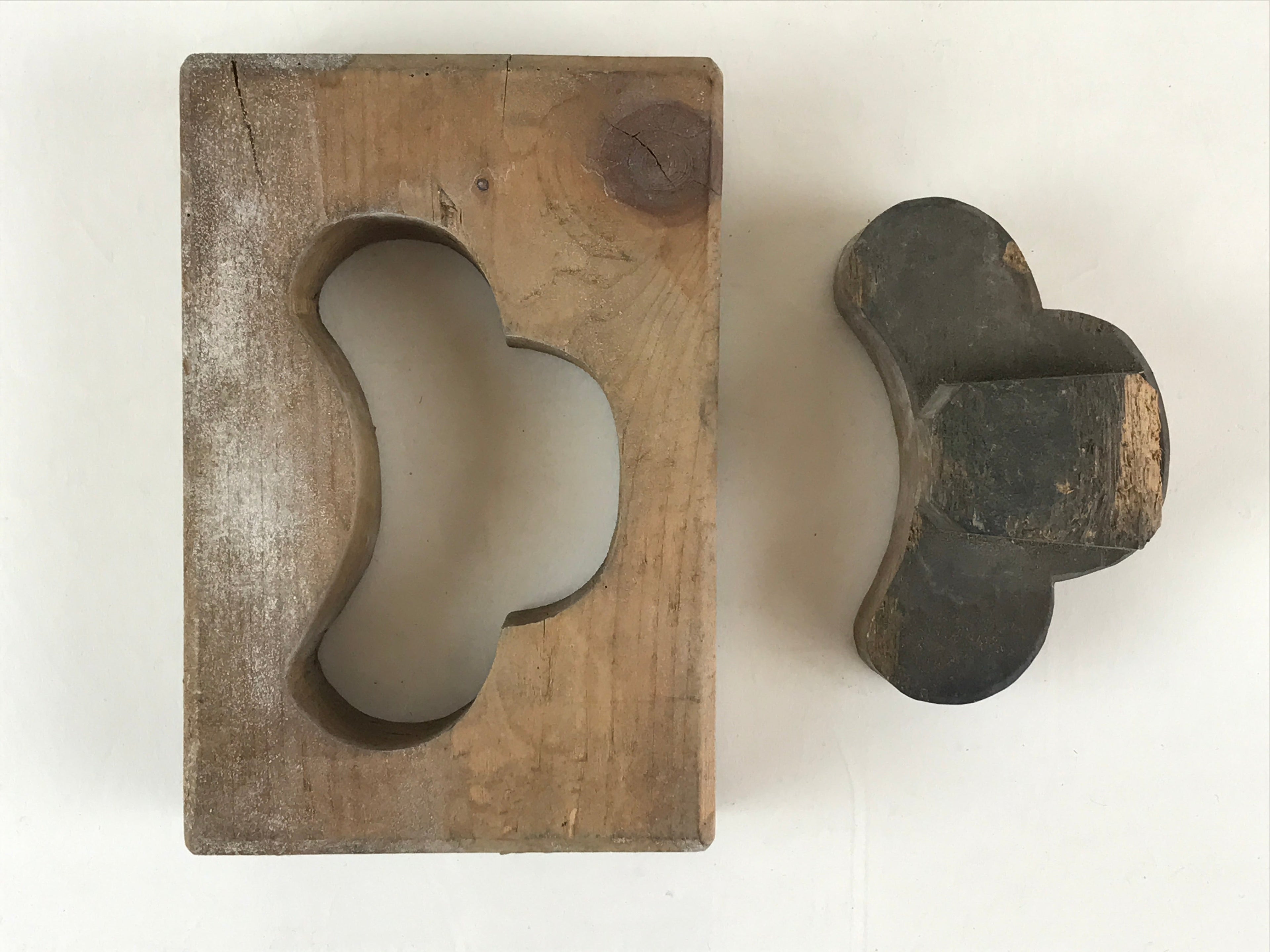 Japanese Wooden Carved Cake Mold Kashigata Sweet Wagashi Vtg Oshigata Kg427