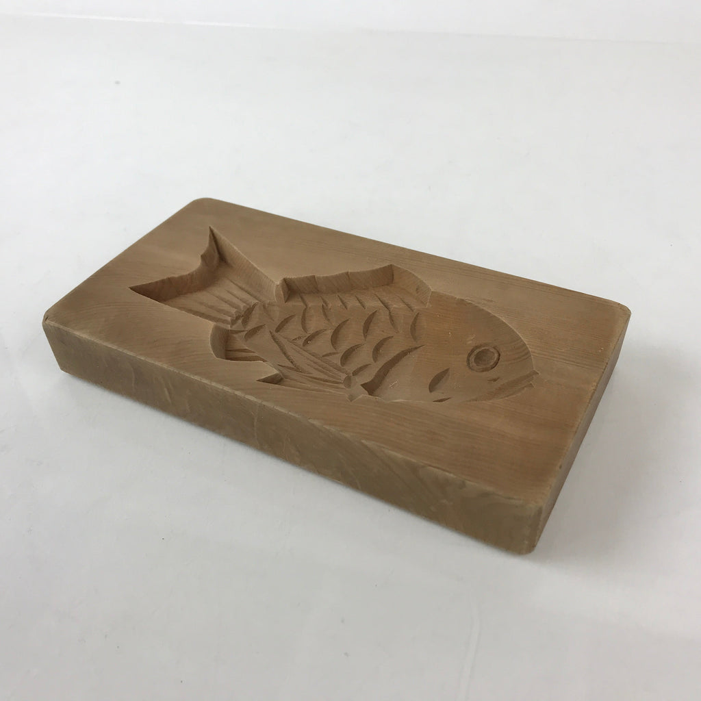 Japanese Wooden Carved Cake Mold Kashigata Sweet Wagashi Vtg Sea Bream Kg423