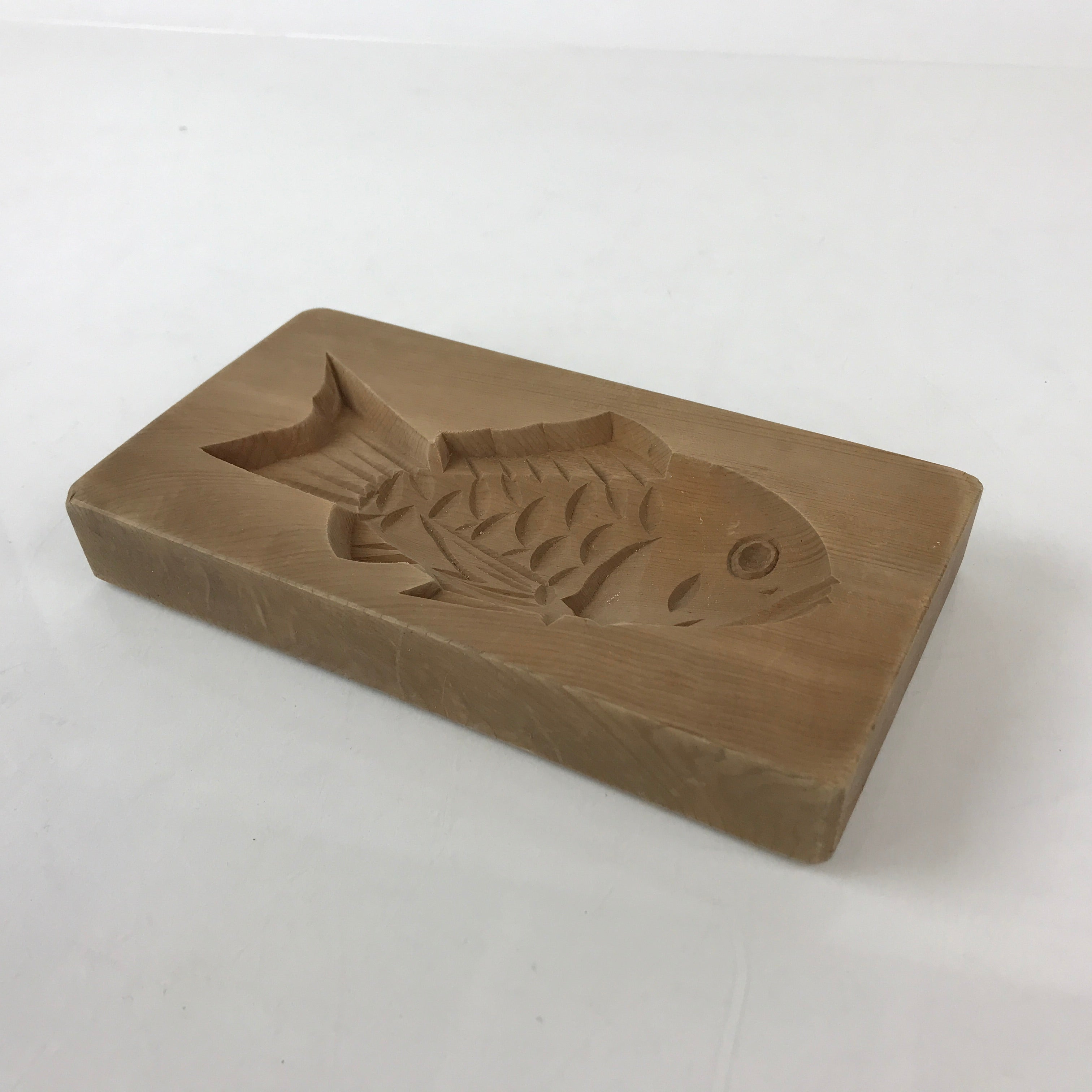 Japanese Wooden Carved Cake Mold Kashigata Sweet Wagashi Vtg Sea Bream Kg423