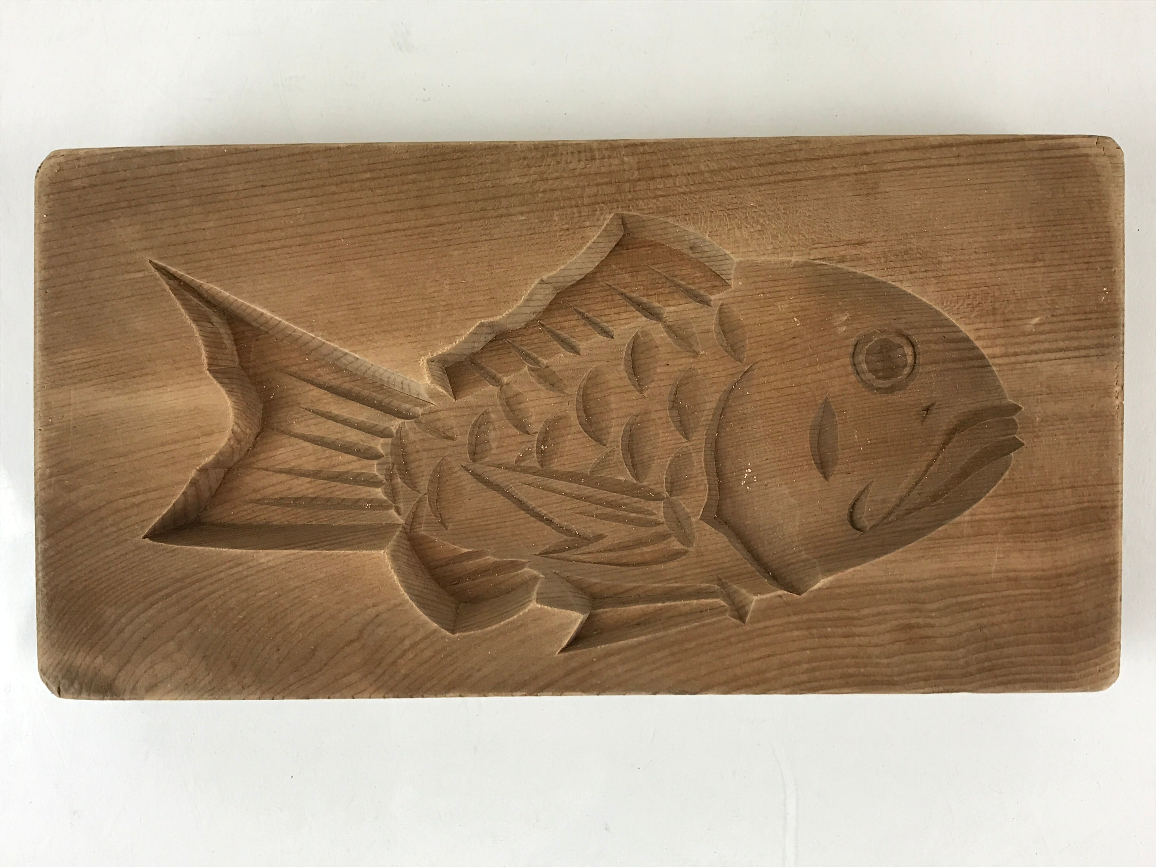 Japanese Wooden Carved Cake Mold Kashigata Sweet Wagashi Vtg Sea Bream Kg423