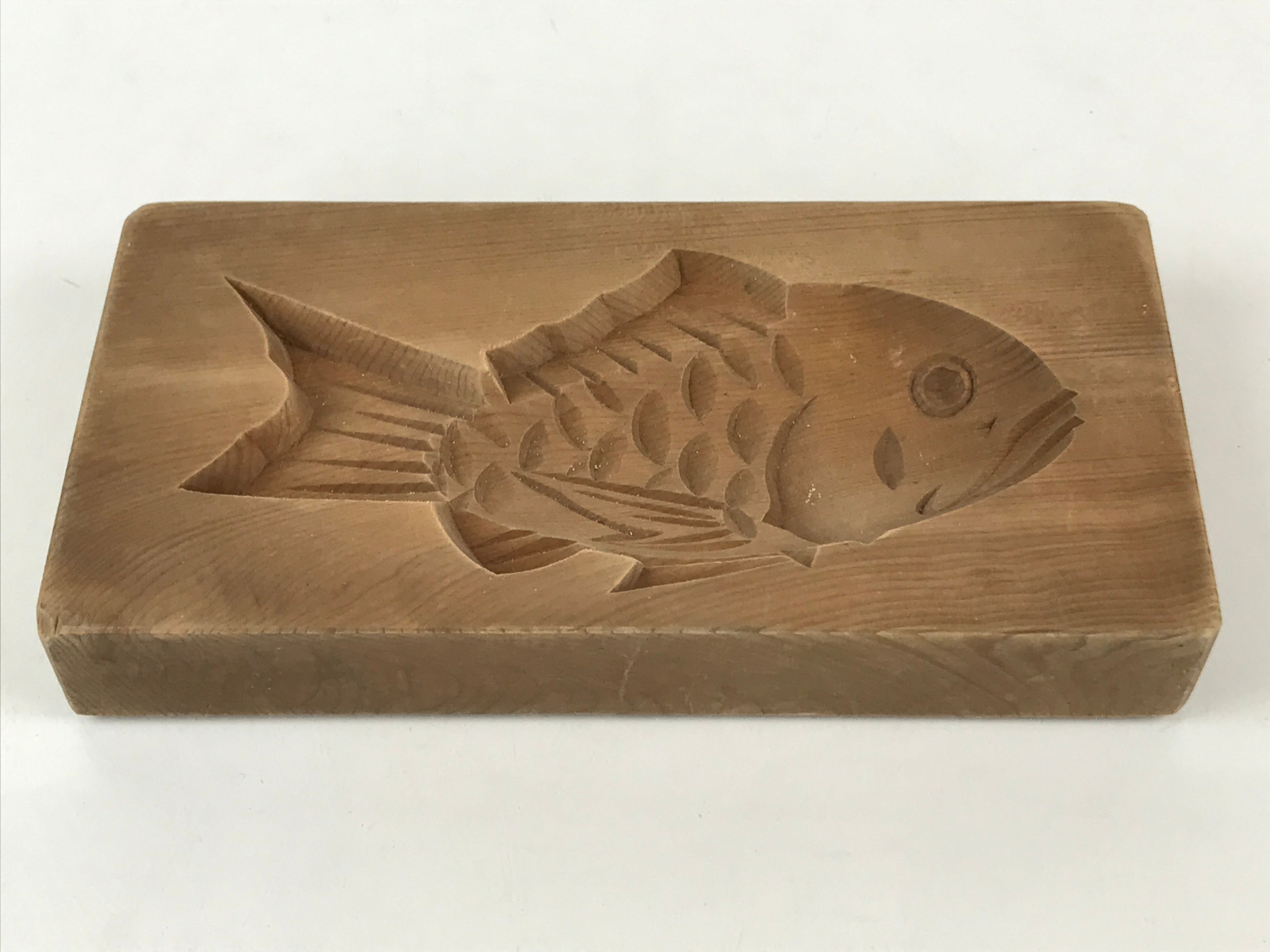 Japanese Wooden Carved Cake Mold Kashigata Sweet Wagashi Vtg Sea Bream Kg423