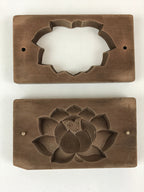 Japanese Wooden Carved Cake Mold Kashigata Sweets Wagashi Vtg Lotus Flower Kg406