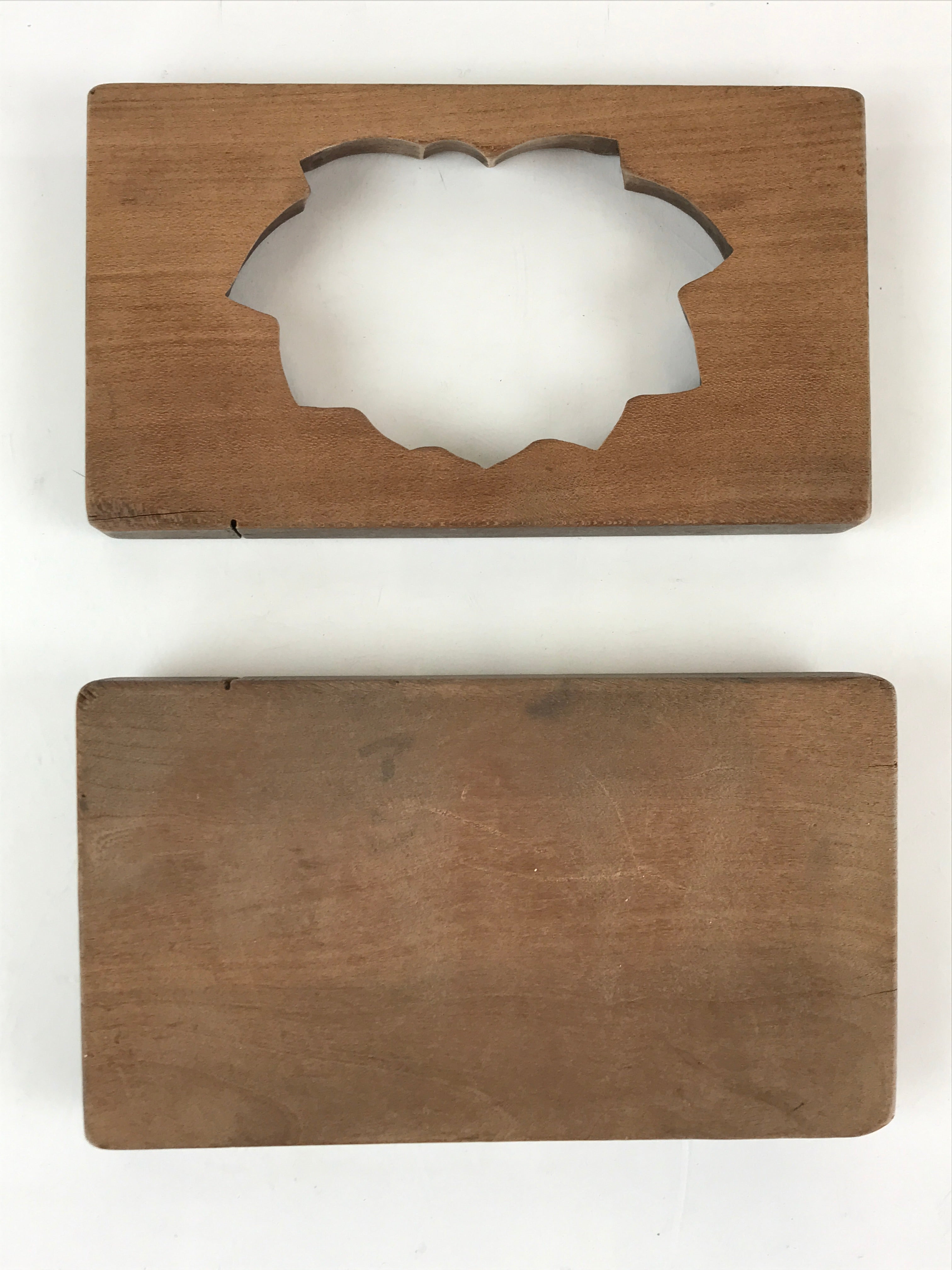 Japanese Wooden Carved Cake Mold Kashigata Sweets Wagashi Vtg Lotus Flower Kg406