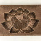 Japanese Wooden Carved Cake Mold Kashigata Sweets Wagashi Vtg Lotus Flower Kg406