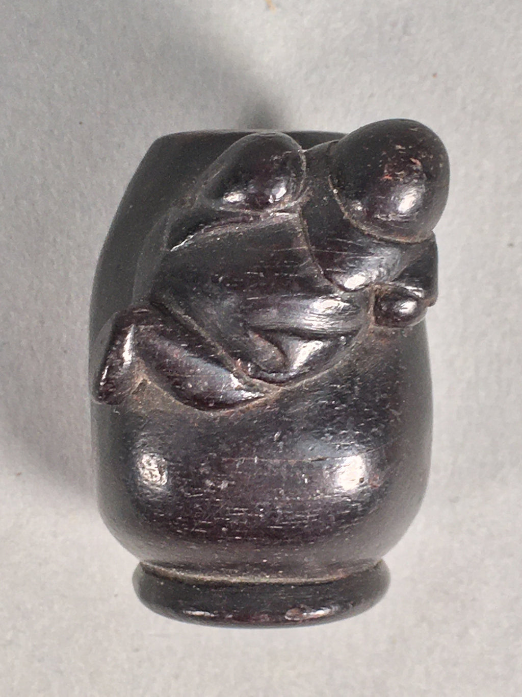 Japanese Wooden Carved Netsuke Kimono Accessory Vtg Pot JK112