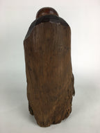Japanese Wooden Carved Statue Buddhist Bodhidharma Vtg Monk Daruma Brown BD710