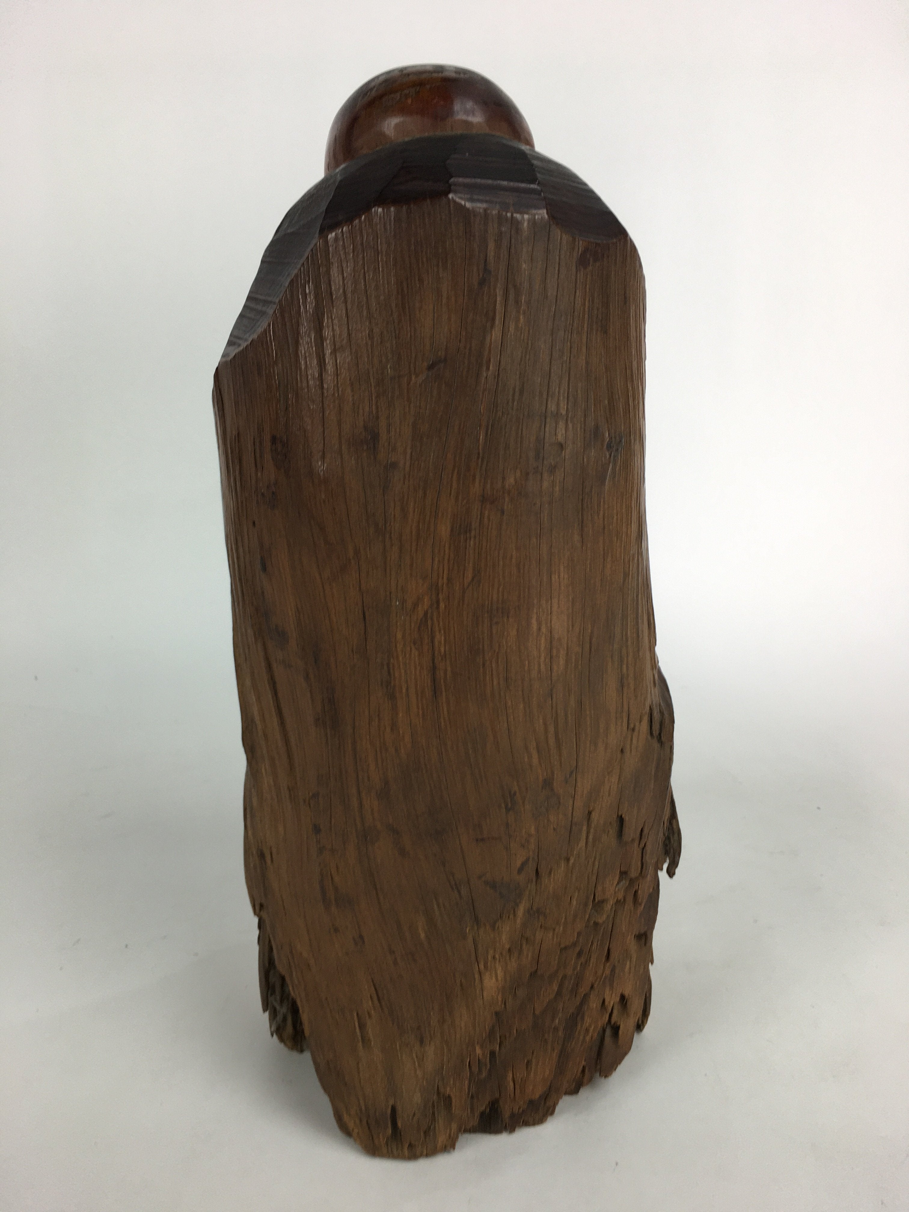 Japanese Wooden Carved Statue Buddhist Bodhidharma Vtg Monk Daruma Brown BD710