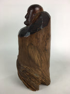 Japanese Wooden Carved Statue Buddhist Bodhidharma Vtg Monk Daruma Brown BD710