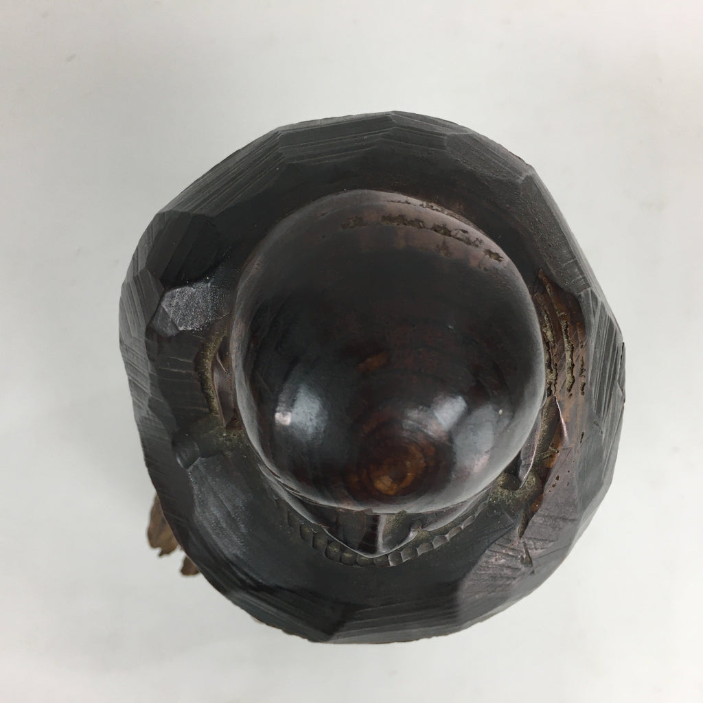 Japanese Wooden Carved Statue Buddhist Bodhidharma Vtg Monk Daruma Brown BD710