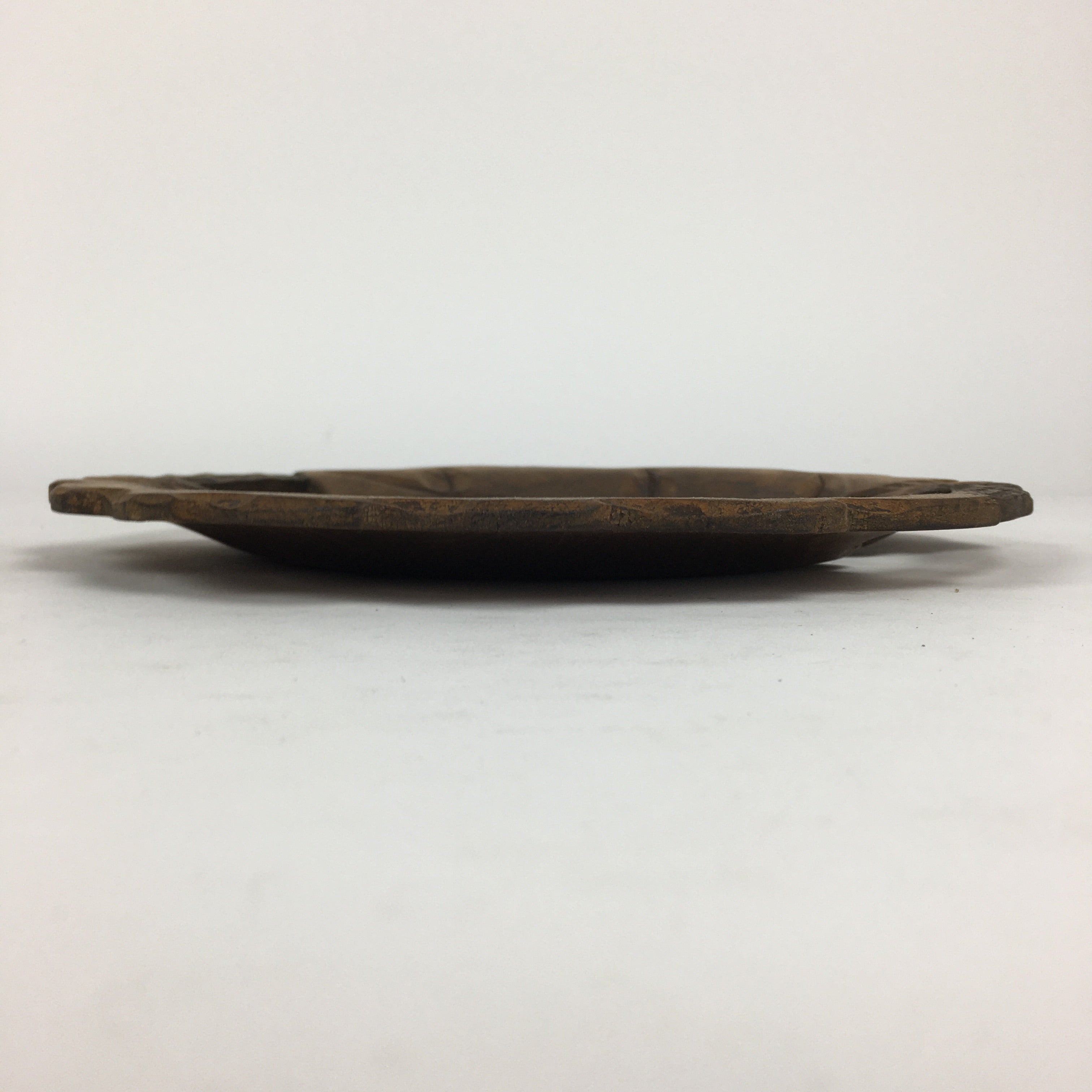 Japanese Wooden Carving Tray Obon Vtg Natural Wood Bear And Salmon UR639