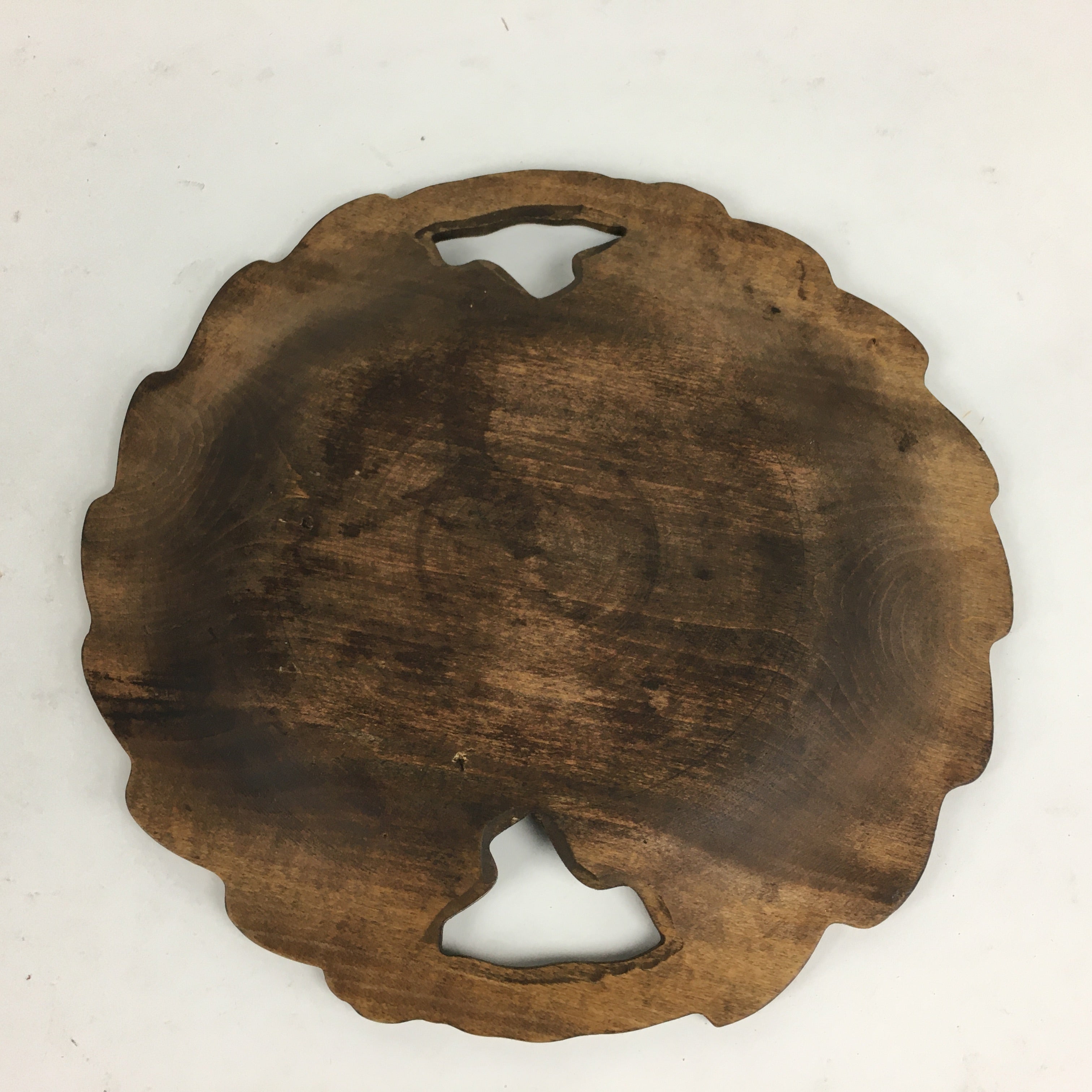 Japanese Wooden Carving Tray Obon Vtg Natural Wood Bear And Salmon UR639