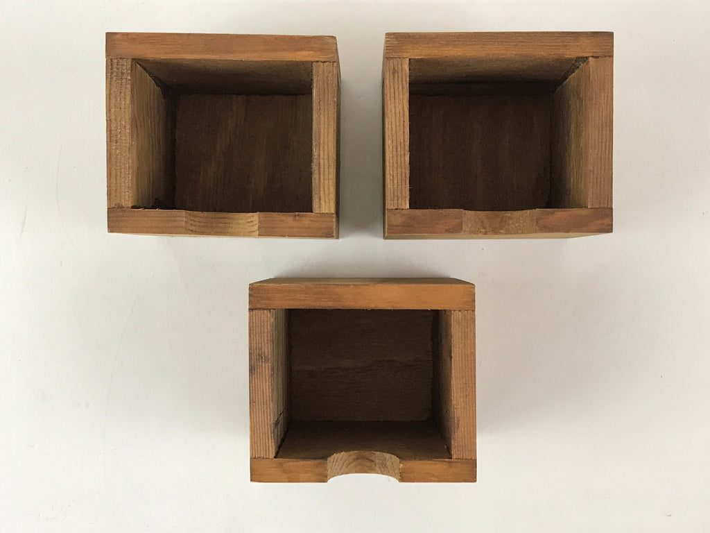 Japanese Wooden Chest 3 Drawers Box Vtg Medicine Box Accessory Case Brown T324