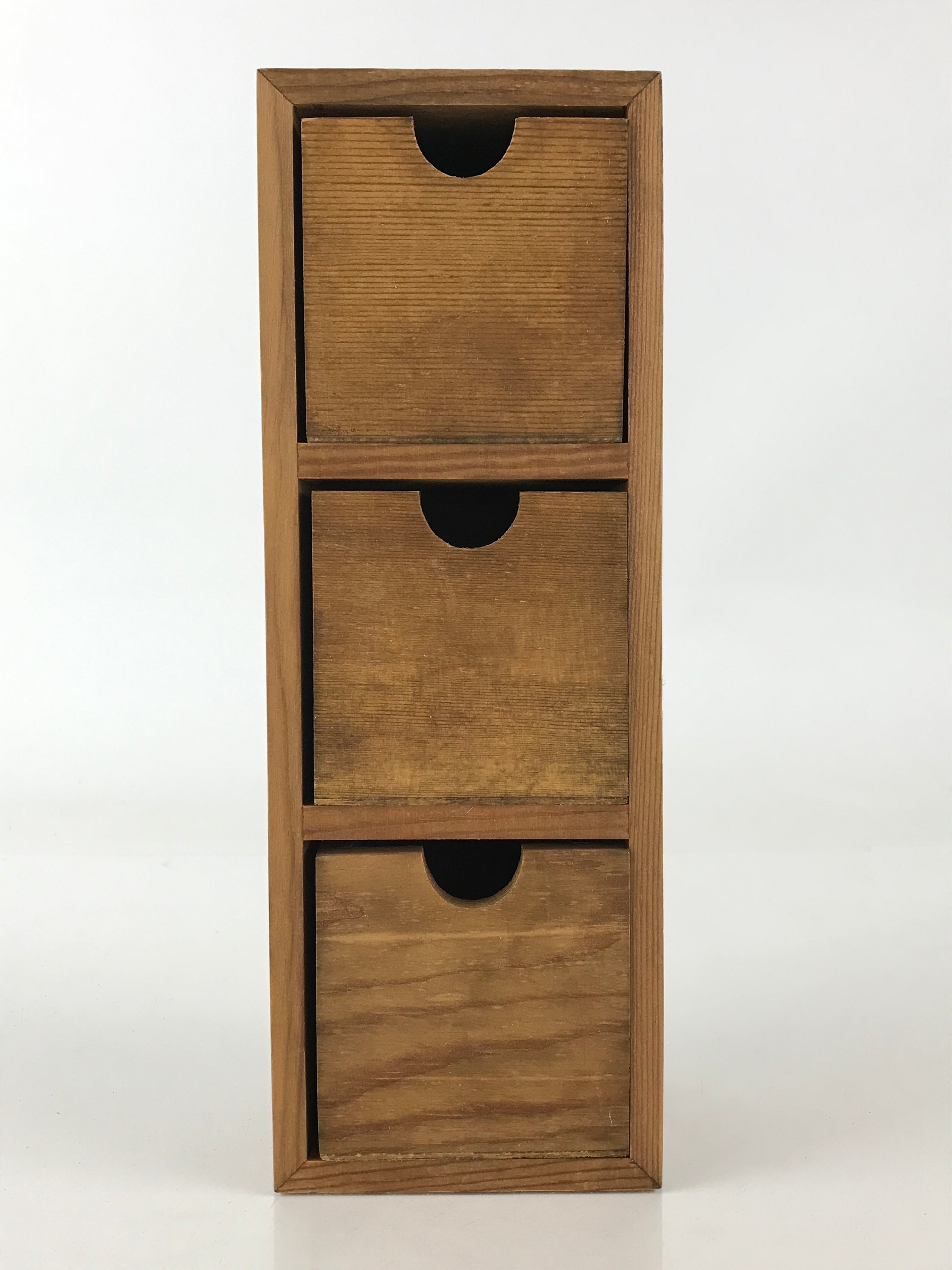 Japanese Wooden Chest 3 Drawers Box Vtg Medicine Box Accessory Case Brown T324