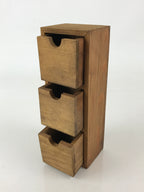 Japanese Wooden Chest 3 Drawers Box Vtg Medicine Box Accessory Case Brown T324