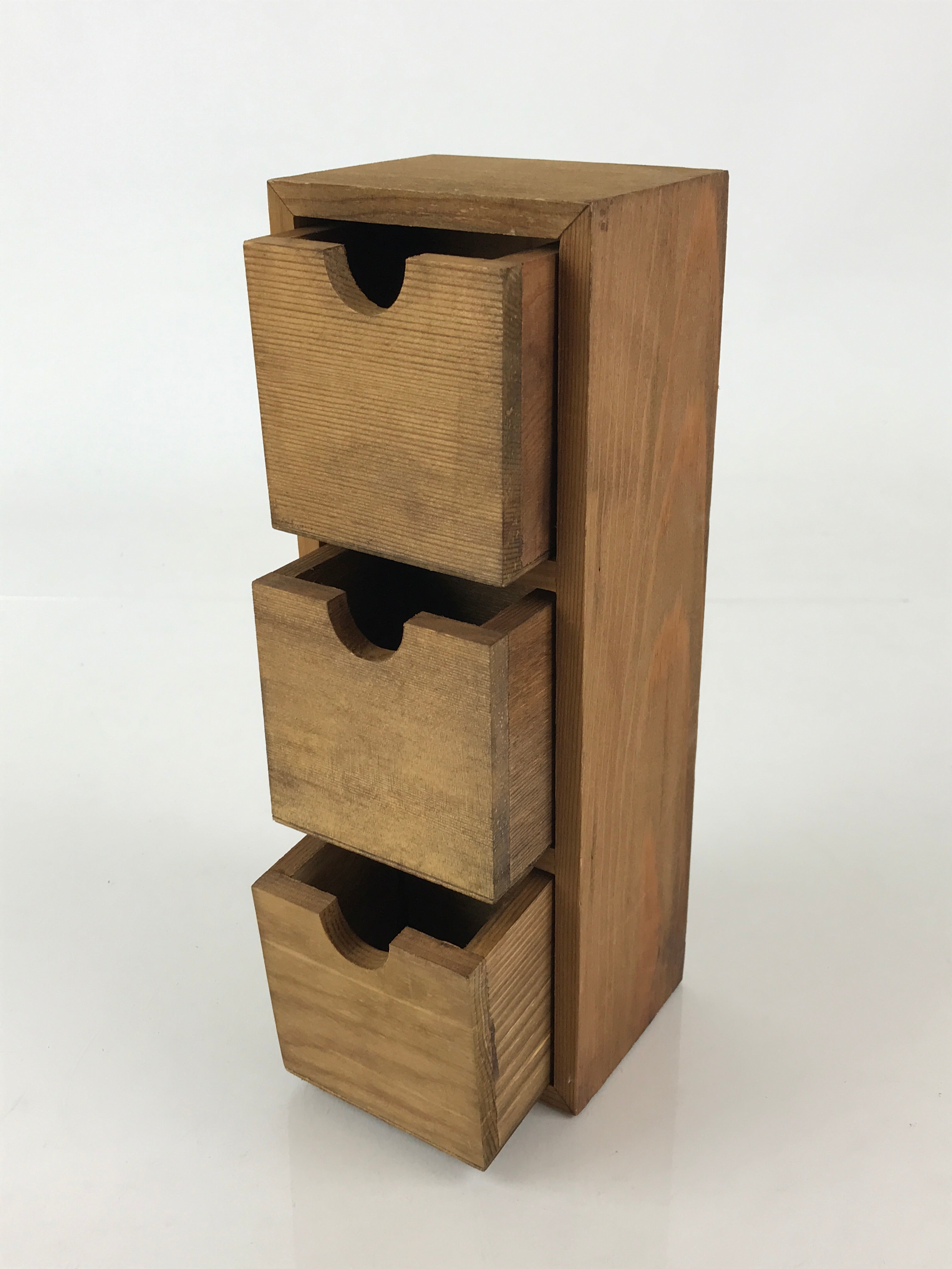 Japanese Wooden Chest 3 Drawers Box Vtg Medicine Box Accessory Case Brown T324