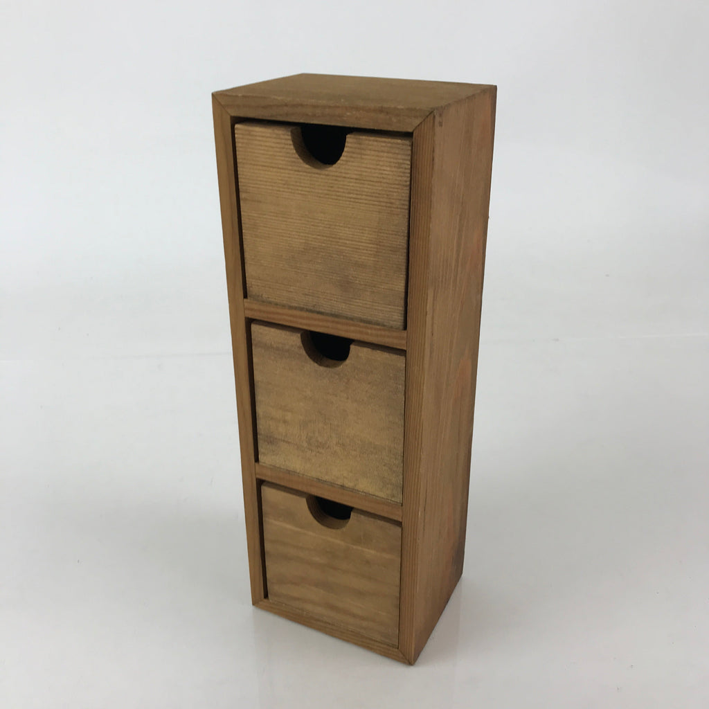 Japanese Wooden Chest 3 Drawers Box Vtg Medicine Box Accessory Case Brown T324
