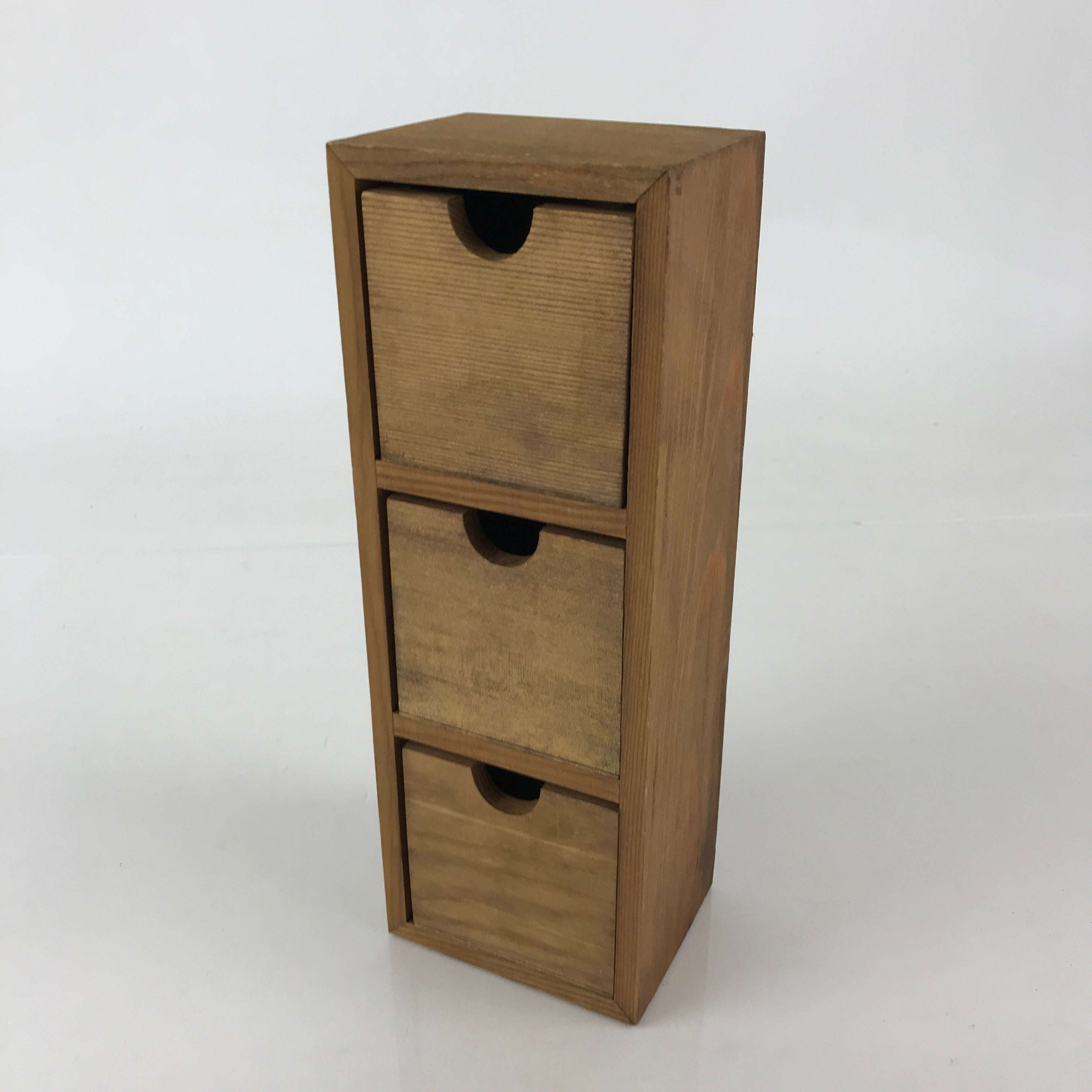 Japanese Wooden Chest 3 Drawers Box Vtg Medicine Box Accessory Case Brown T324