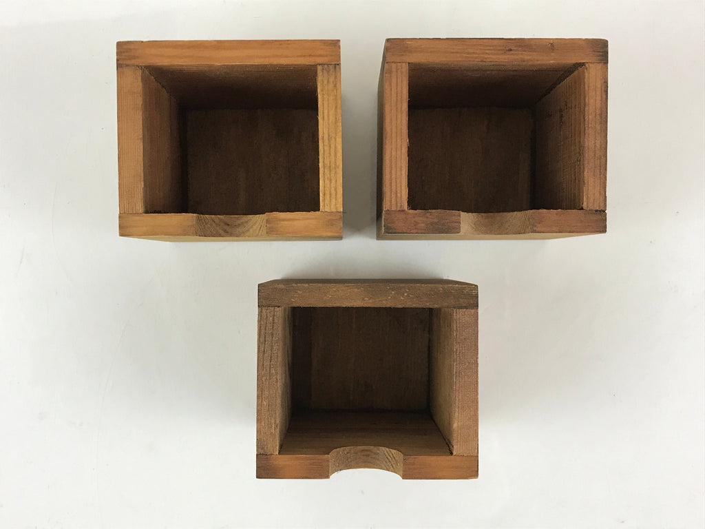 Japanese Wooden Chest 3 Drawers Box Vtg Medicine Box Accessory Case Brown T325
