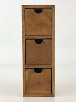 Japanese Wooden Chest 3 Drawers Box Vtg Medicine Box Accessory Case Brown T325