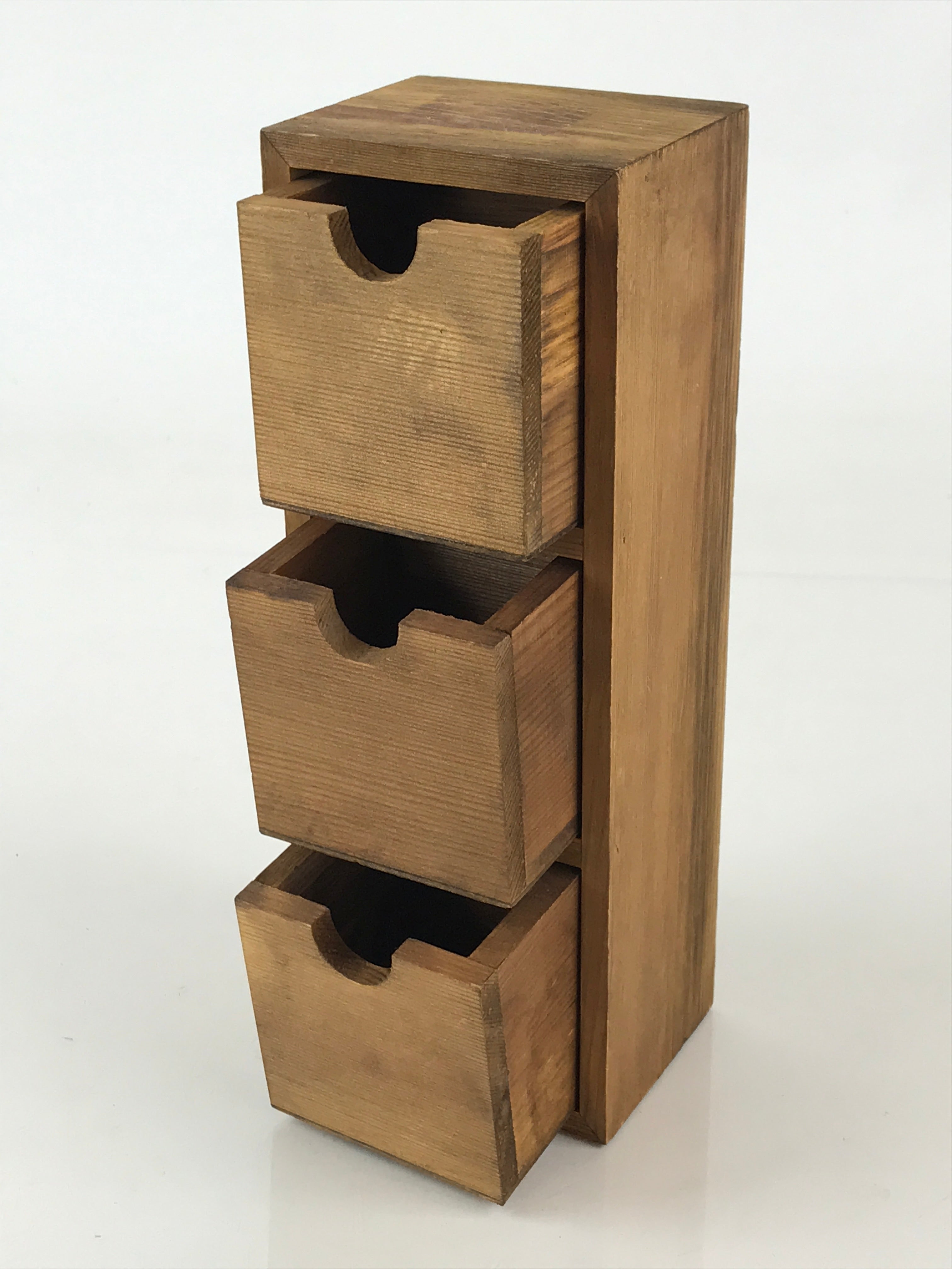 Japanese Wooden Chest 3 Drawers Box Vtg Medicine Box Accessory Case Brown T325