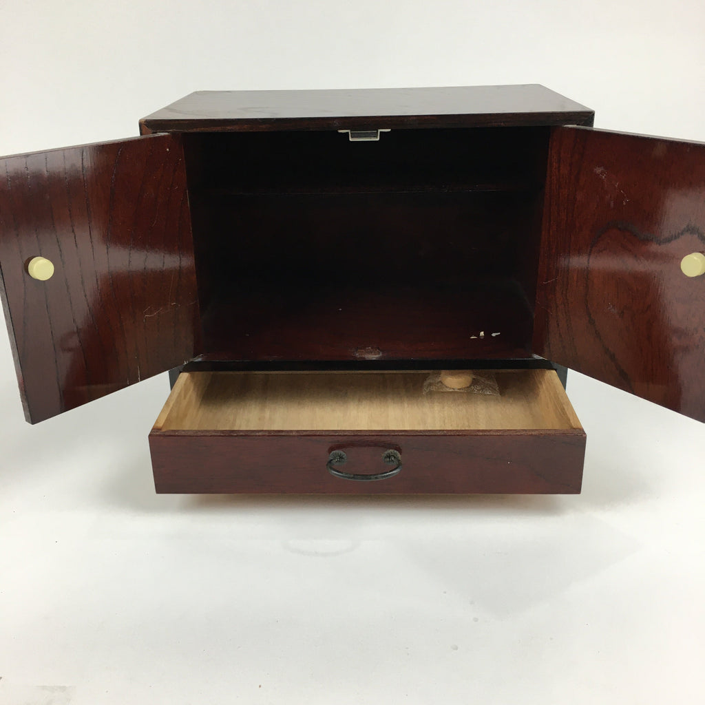 Japanese Wooden Chest Of Drawers Vtg Haribako Maki-e Tansu Brown T286