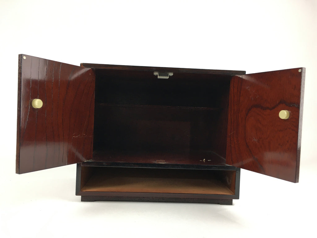 Japanese Wooden Chest Of Drawers Vtg Haribako Maki-e Tansu Brown T286