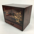 Japanese Wooden Chest Of Drawers Vtg Haribako Maki-e Tansu Brown T286