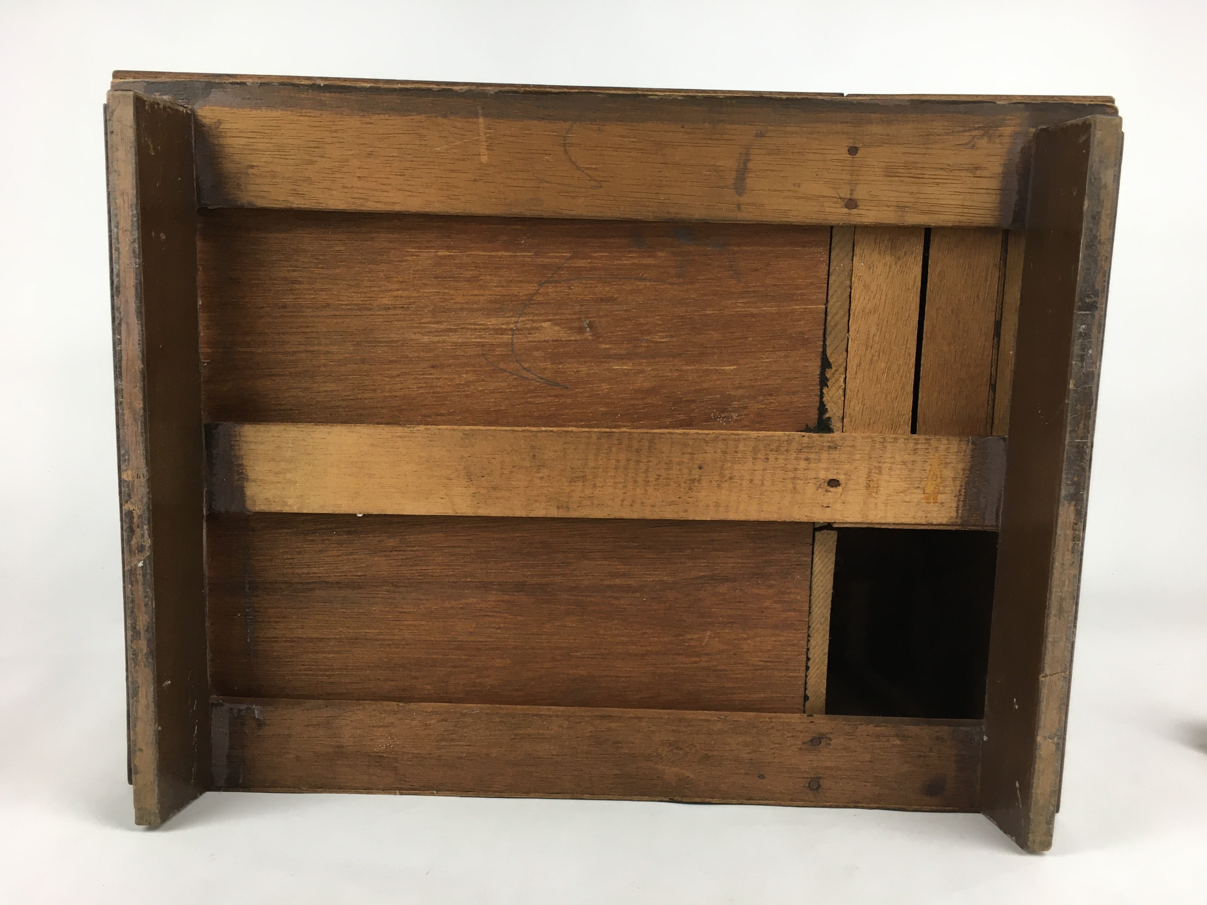 Japanese Wooden Chest Tansu Vtg 2 Panel Door Compartments Document T297
