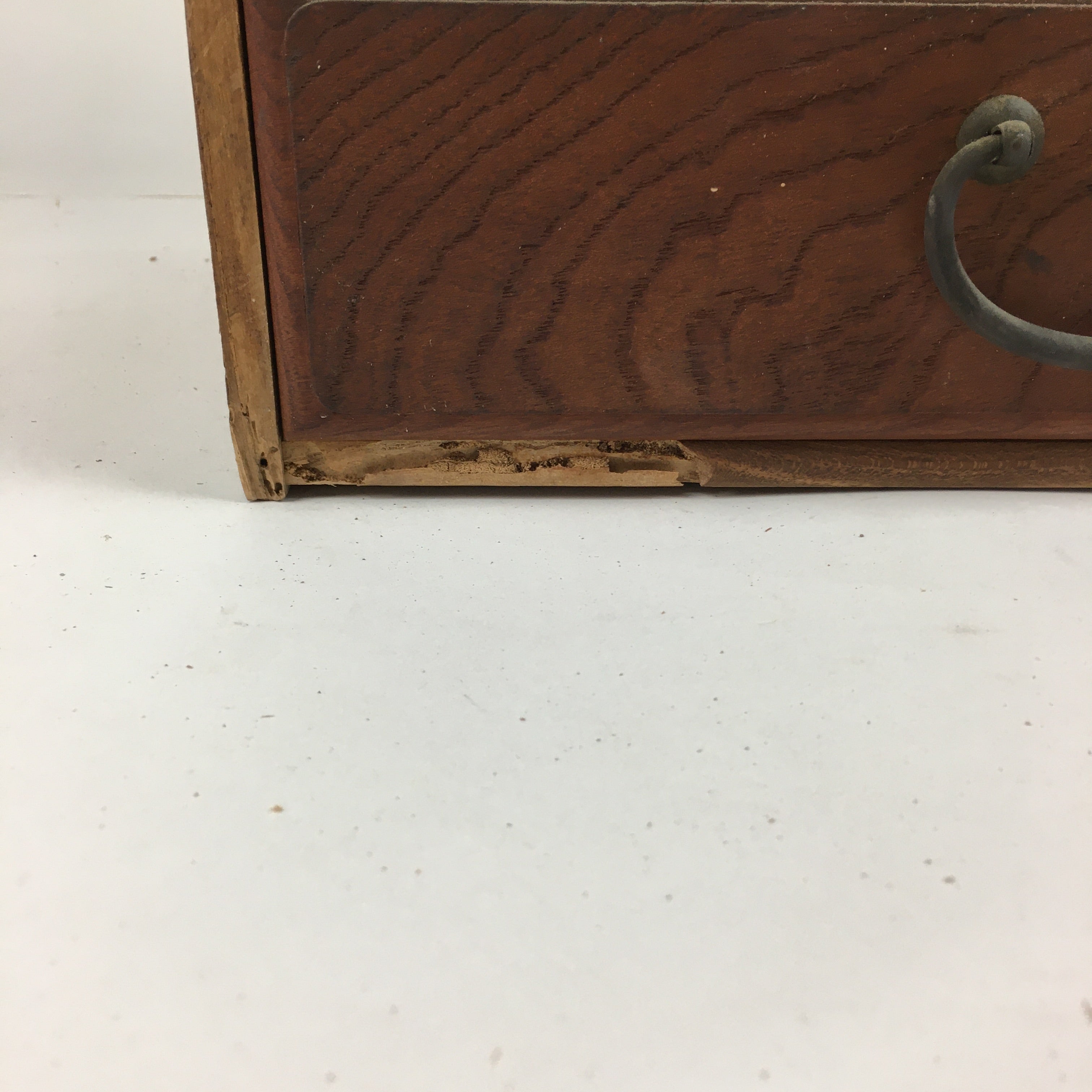 Japanese Wooden Chest Tansu Vtg 2 Panel Door Compartments Drawer T283