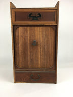 Japanese Wooden Chest Tansu Vtg 2 Panel Door Compartments Drawer T283