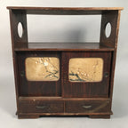 Japanese Wooden Chest Vtg Tansu 2 Drawer Sliding Door Brown Cherry Blossom T226
