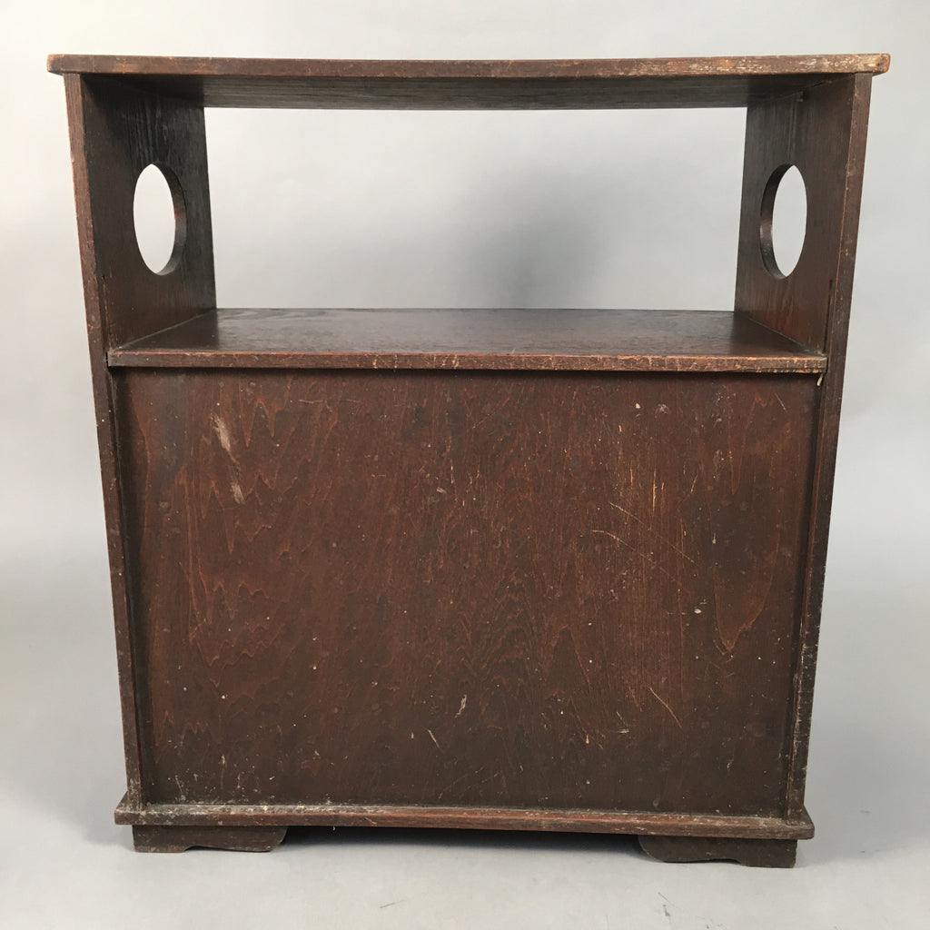 Japanese Wooden Chest Vtg Tansu 2 Drawer Sliding Door Brown Cherry Blossom T226
