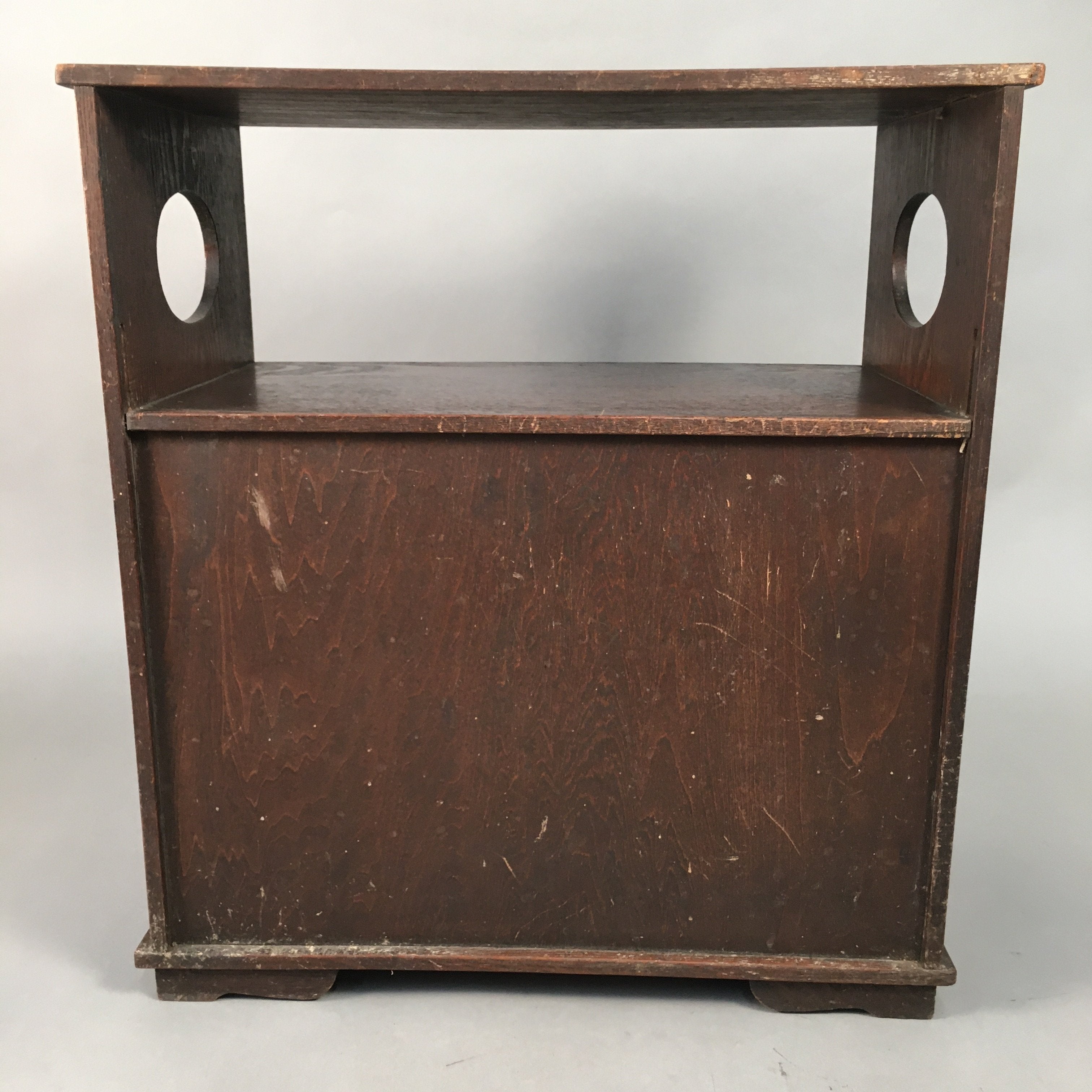 Japanese Wooden Chest Vtg Tansu 2 Drawer Sliding Door Brown Cherry Blossom T226