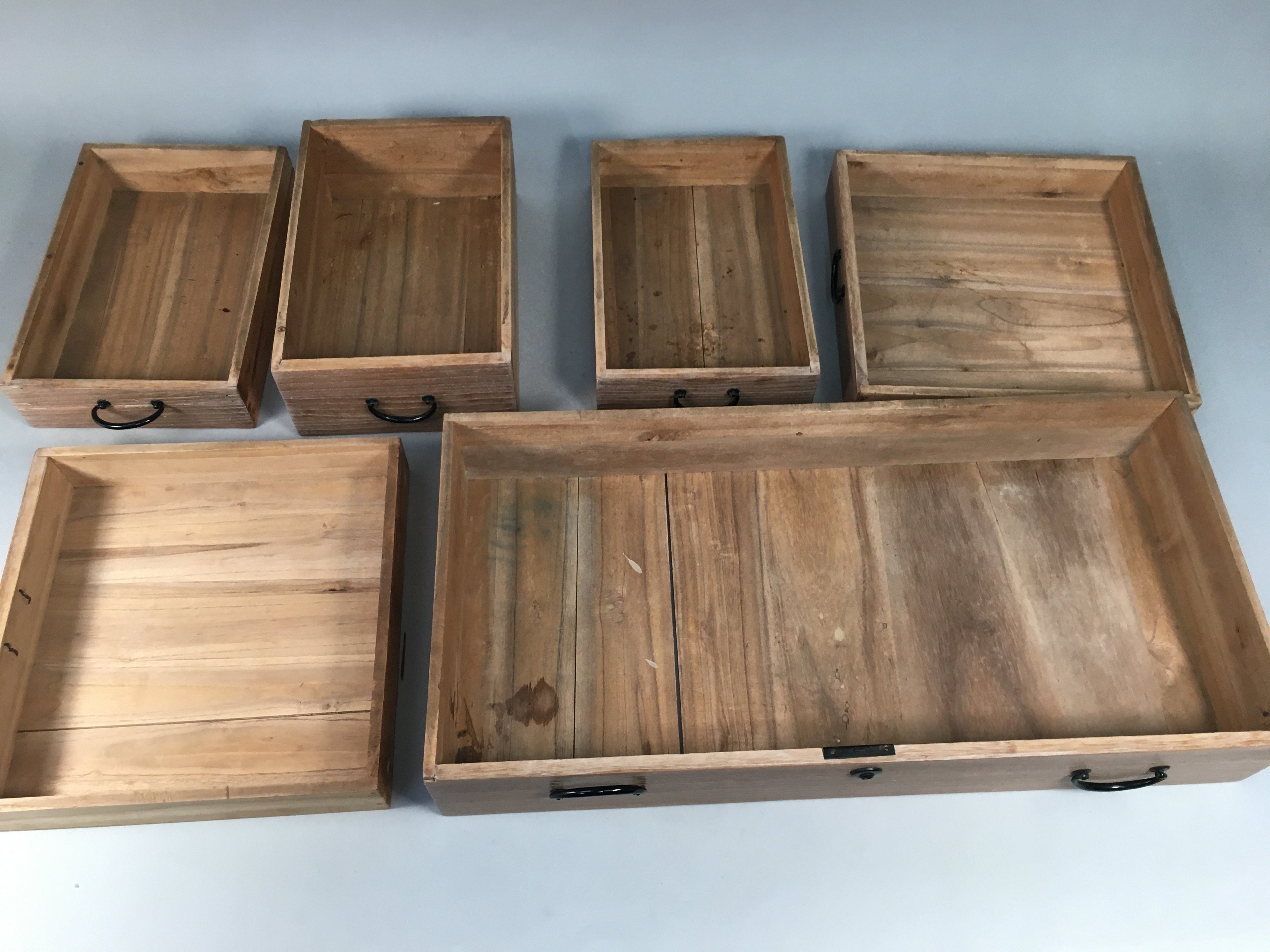 Japanese Wooden Chest Vtg Tansu 6 Drawer Sliding Door Brown T225