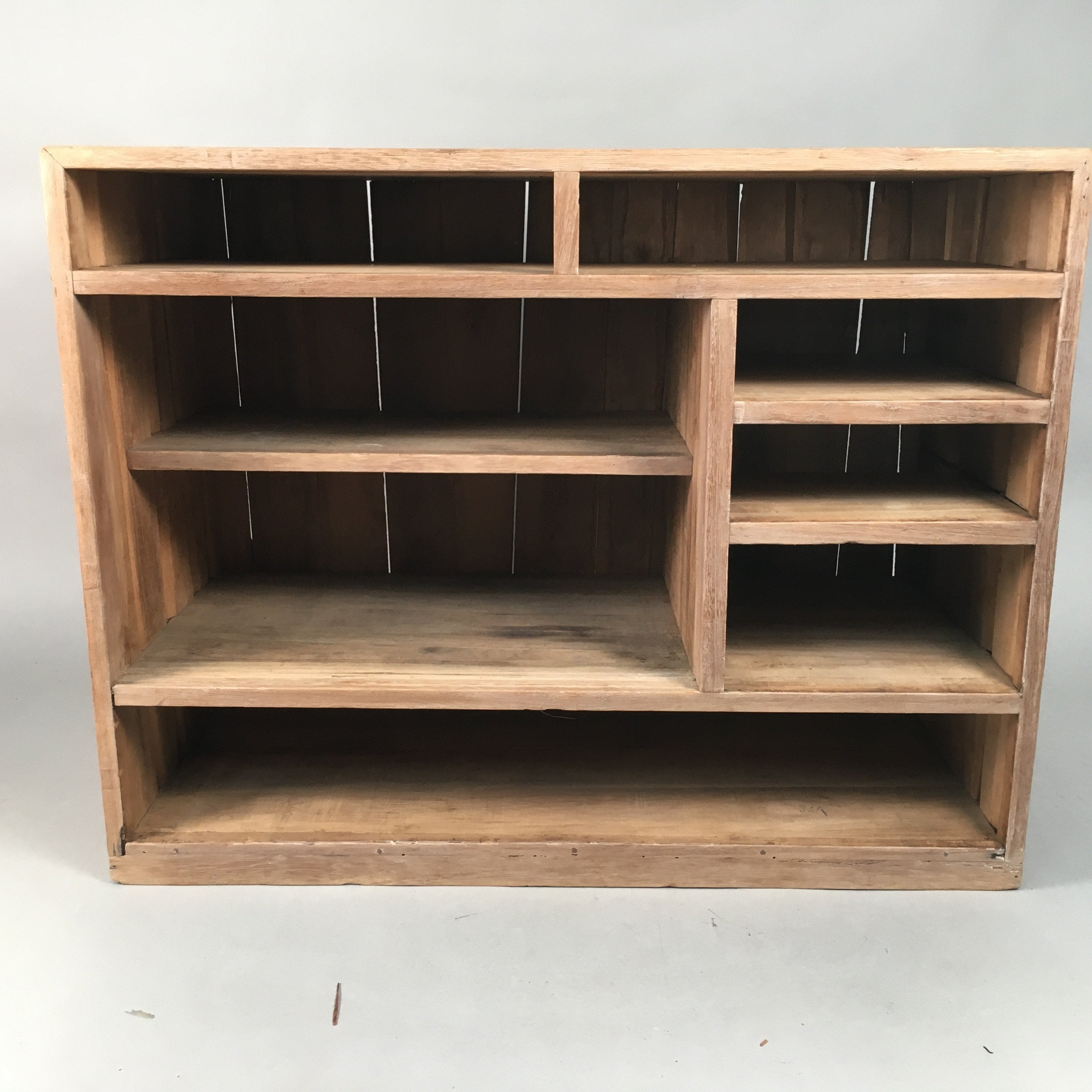 Japanese Wooden Chest Vtg Tansu 6 Drawer Sliding Door Brown T225