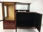 Japanese Wooden Chest of Drawers Vtg 2 Drawers Doors Brown Red T244